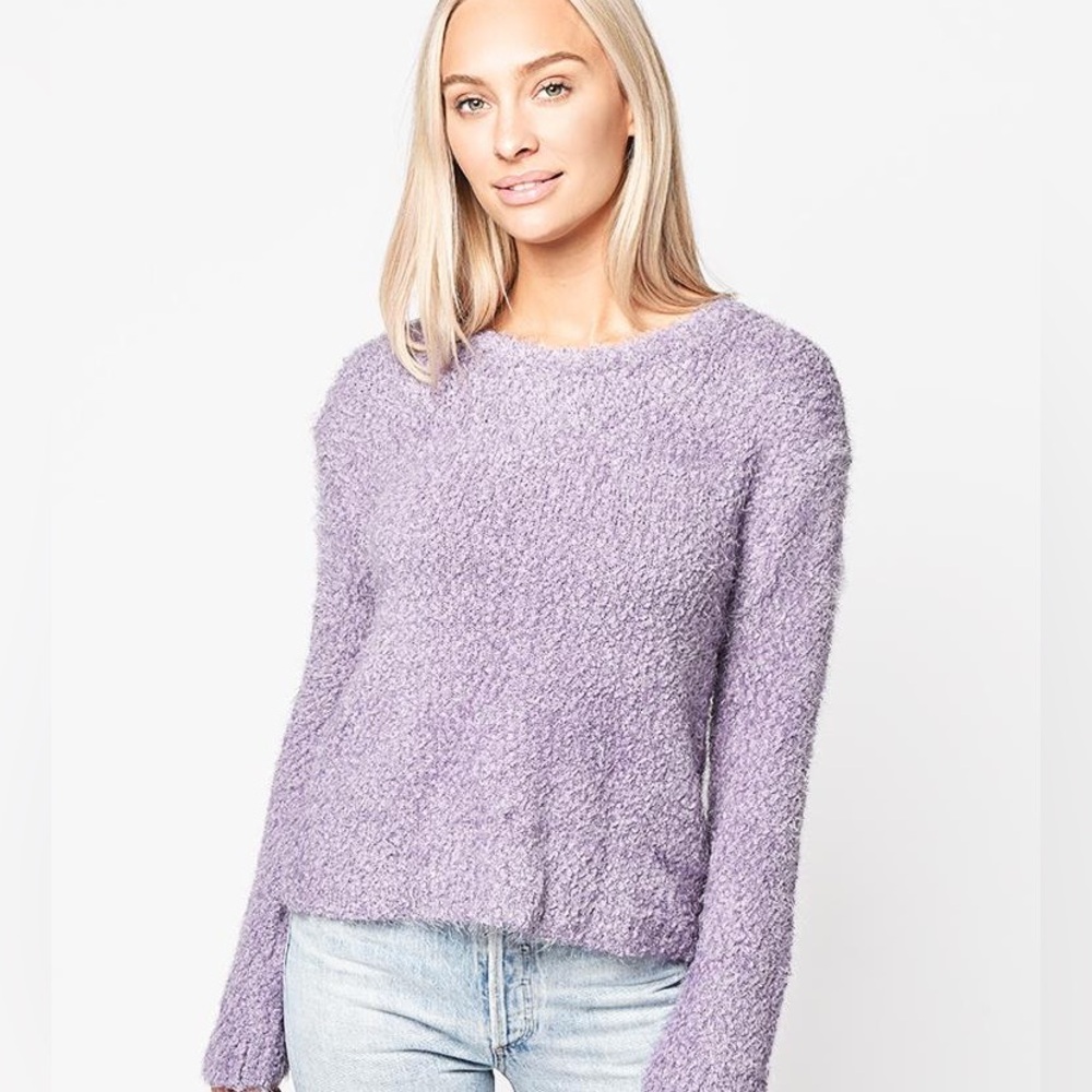 BB Dakota Get A Crew Sweater EUC size XS Lavender Textured Women's Sweater